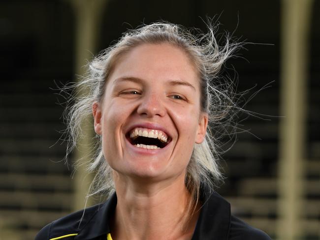 Australian Womens Cricket team player Nicola Carey poses for a photograph at the Women's T20 cricket squad announcement in Melbourne, Thursday, January 16, 2019. Cricket Australia has unveiled the 15-player squad to take part in the CommBank T20 Tri-Series and ICC Womens T20 World Cup 2020. (AAP Image/James Ross) NO ARCHIVING