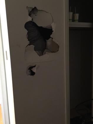 The owner burst into tears when she first saw the damage which included multiple holes in the walls throughout the home.