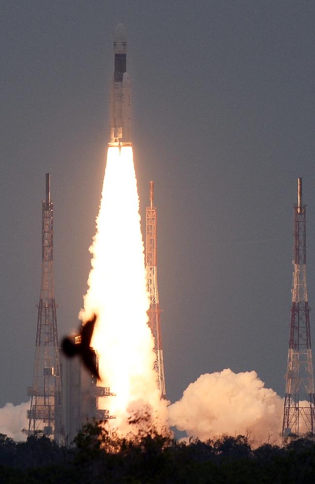 India’s Chandrayaan-2 on board the Geosynchronous Satellite Launch Vehicle on a 2019 launch in Sriharikota. Picture: Arun Sankar/AFP