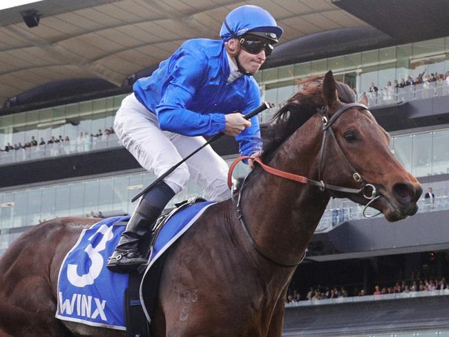 SYDNEY, AUSTRALIA - AUGUST 20: James McDonald on Anamoe wins race 8 the Winx Stakes during Sydney Racing at Royal Randwick Racecourse on August 20, 2022 in Sydney, Australia. (Photo by Mark Evans/Getty Images)