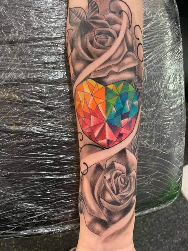 Kristy Brady: "Beautiful tattoo I got for my son. Who is my rainbow baby after many miscarriages." Tattoo by Matt, Eternal Mark Tattoo.