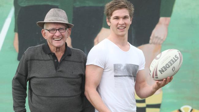 Gary Parcell with grandson Matt Parcell in June, 2012, the day before Matt made his debut in the Queensland cup for the Ipswich Jets.