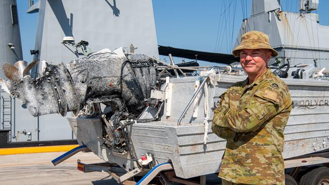 Warrant Officer Class Two (WO2) Carl Stanley has been reunited with his fishing boat, the Plastic Fantastic. Picture: Pema Tamang Pakhrin