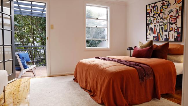One of the terrace’s two bedrooms. Picture: Sam Ruttyn