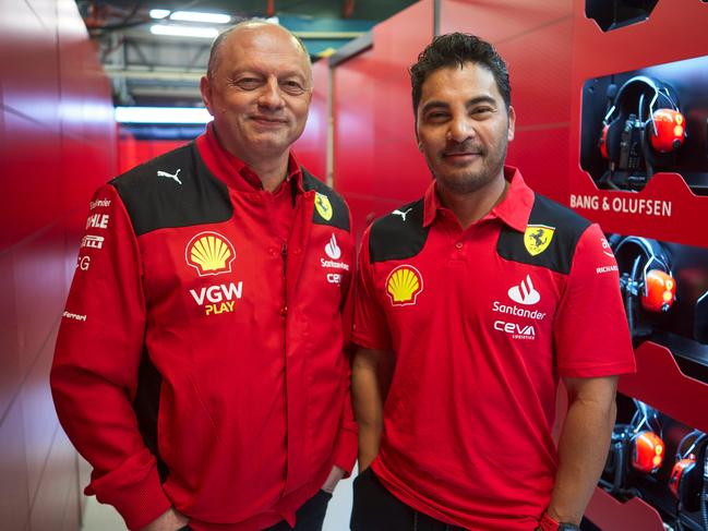 Laurence Escalante (right) sponsors Formula 1 team Ferrari. Picture: Supplied