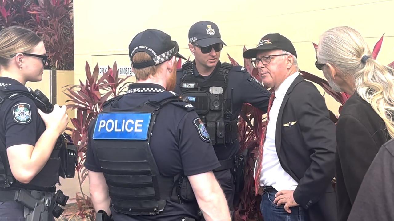 Amateur pilot Peter Thomas McDougall had his bail revoked and was taken into police custody after scenes at Mackay Magistrates Court on May 27, 2025.