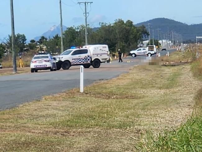 Police are on scene in Bowen following an alleged hit and run on Thursday, July 25 that has killed a male cyclist in his 60s. Picture: Contributed