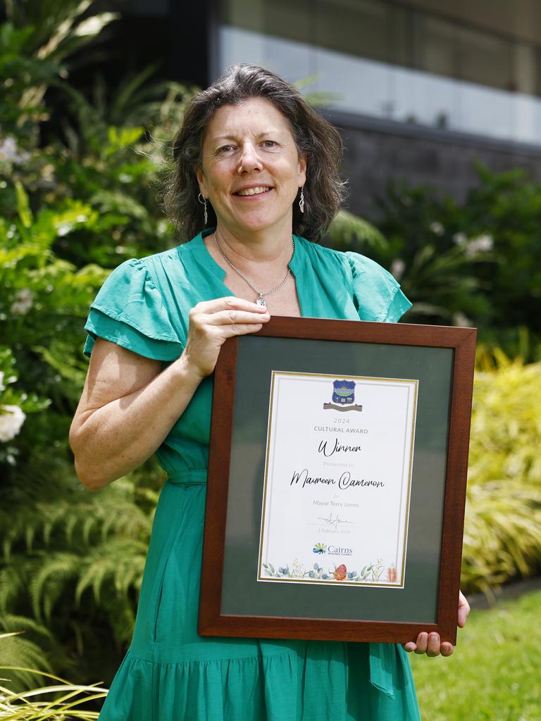 Maureen Cameron won the cultural award at the Cairns Citizen of the Year awards, a formal ceremony at the Cairns Performing Arts Centre. Picture: Brendan Radke