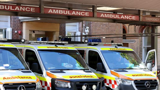 Ambulances outside Royal Prince Alfred Hospital (RPA) in Camperdown. Picture: NCA NewsWire / Damian Shaw