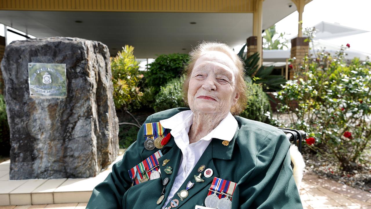 War veteran Cynthia Clifford, 100, at her nursing home in Brisbane. Picture: Josh Woning