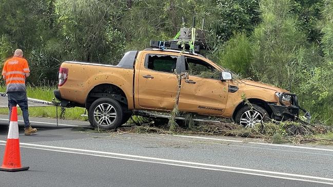 A ute had to be retrieved after veering off the Bruxner Highway and crashing into Duck Creek at Uralba.