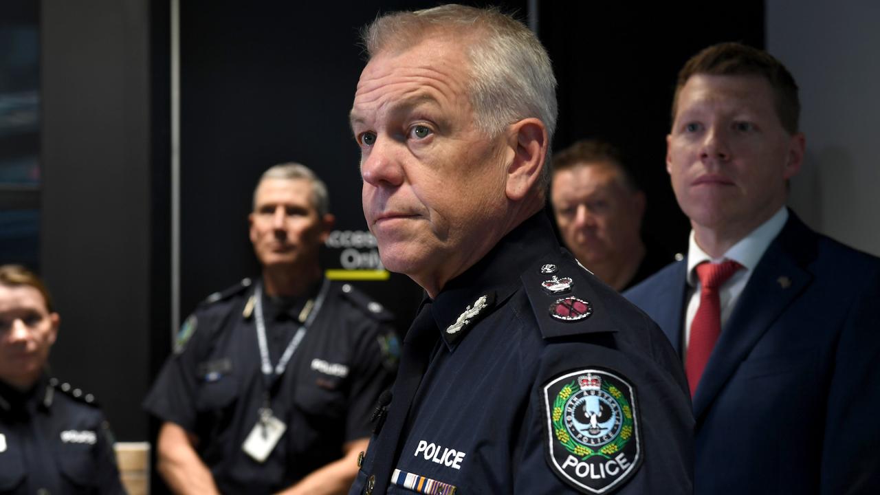 Police Commissioner Grant Stevens and (right) Minister for Police Joe Szakacs. Picture: NCA NewsWire / Tricia Watkinson