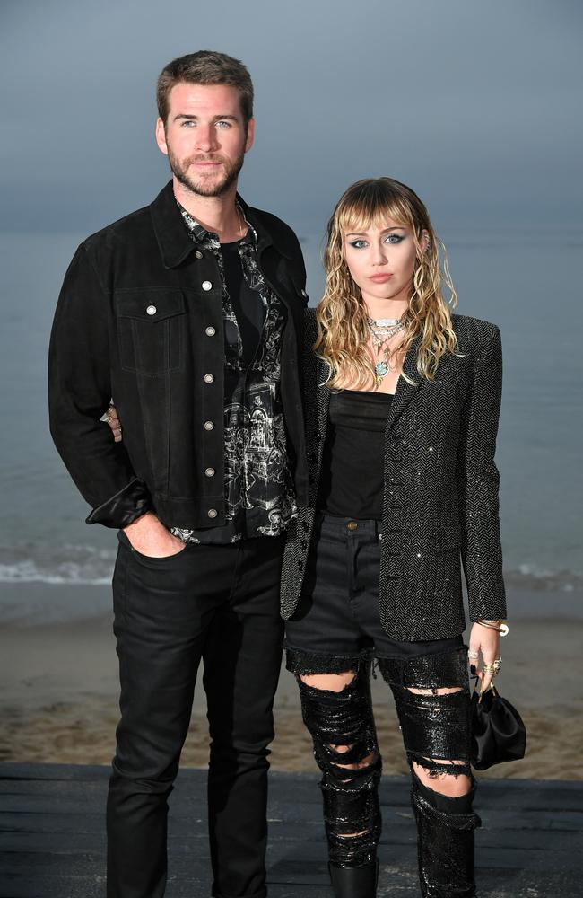 Liam Hemsworth and Miley Cyrus in one of their last appearances together. Picture: Getty Images