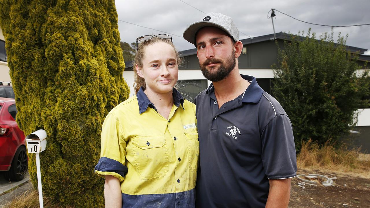 Competition for rental properties is fiercest in Tasmania as Nikki Fischer and Zachary Snell found out Picture: Zak Simmonds