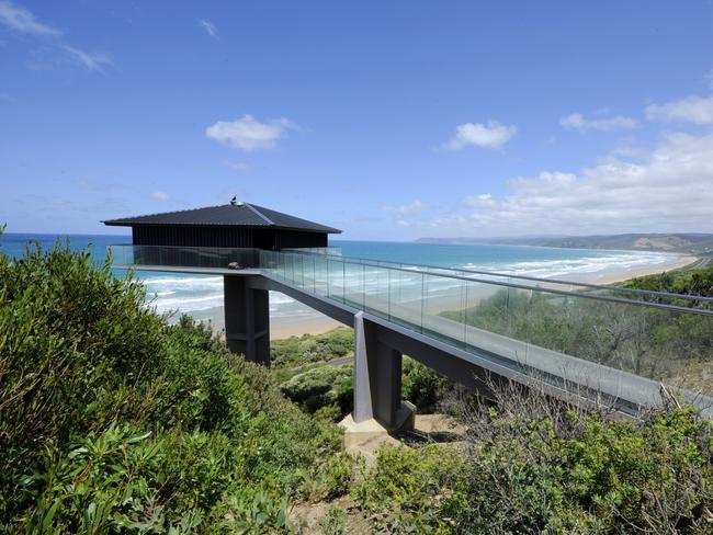 Fairhaven Pole House has sea vistas from Aireys Inlet to Lorne. Picture: Supplied