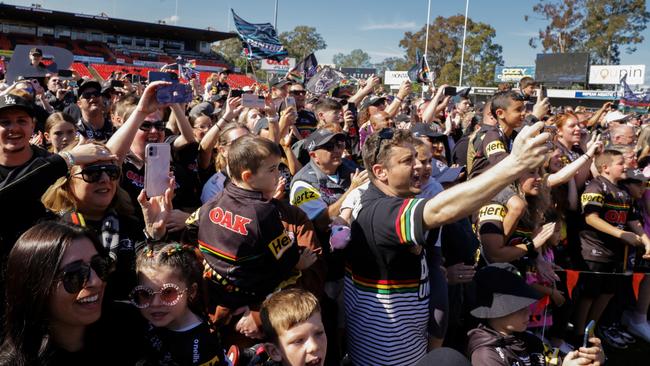 Panthers fans cheer during fan day at BlueBet Stadium. Picture: Jenny Evans/Getty Images