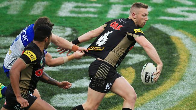 Bryce Cartwright looks to offload. Picture: Mark Evans