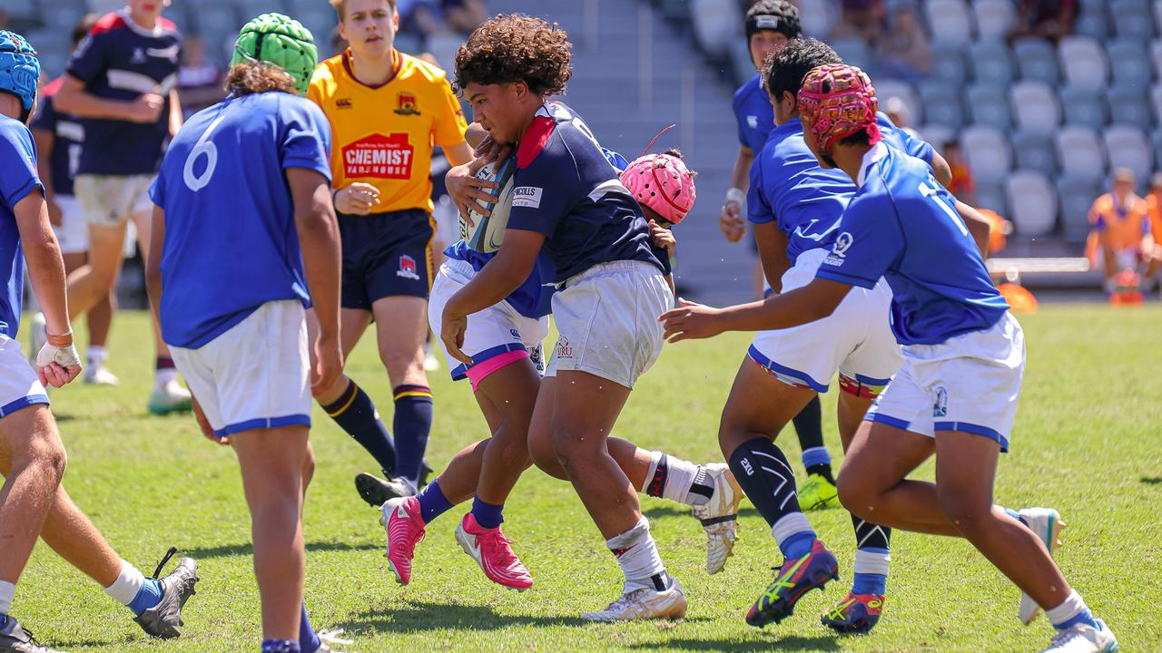 C’ezar-mayn Leota. Buildcorp Emerging Reds Cup action from the day one match between Queensland Country Under-14s and Brisbane Junior Rugby Union Under-14s. Picture credit: QRU Media/ Erick Lucero.