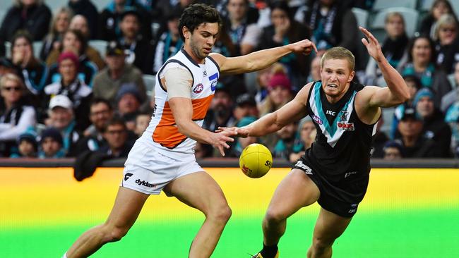 Tim Taranto in action against Port Adelaide in 2018.