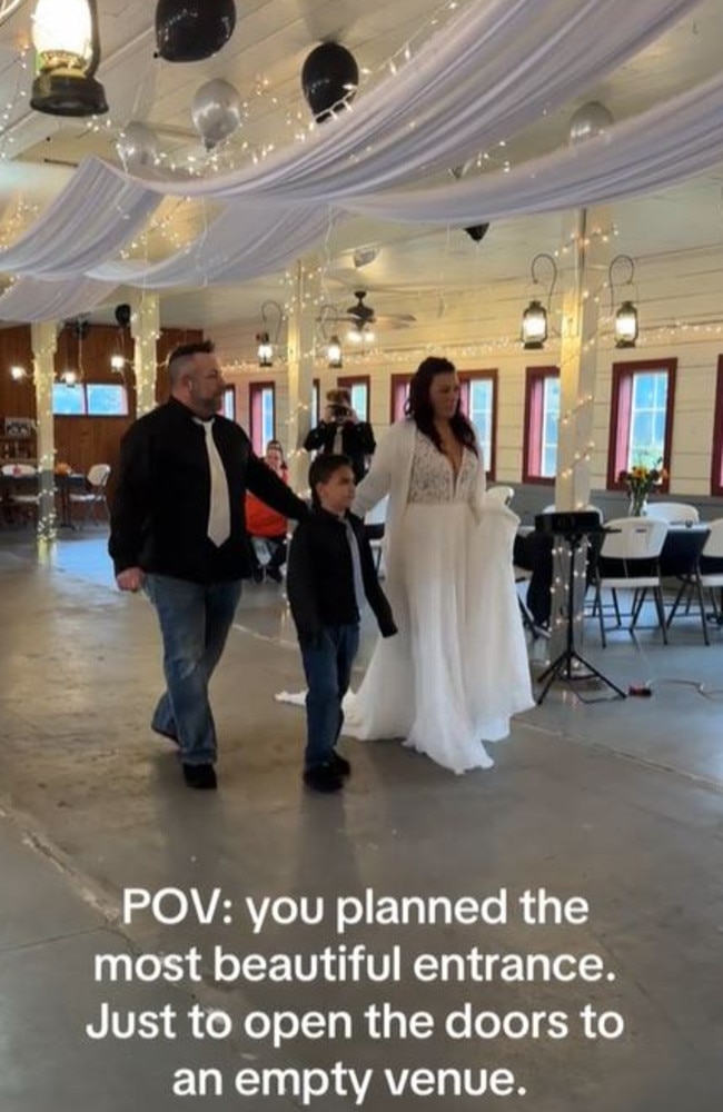 The couple walked hand-in-hand while their son watched on. Picture: TikTok