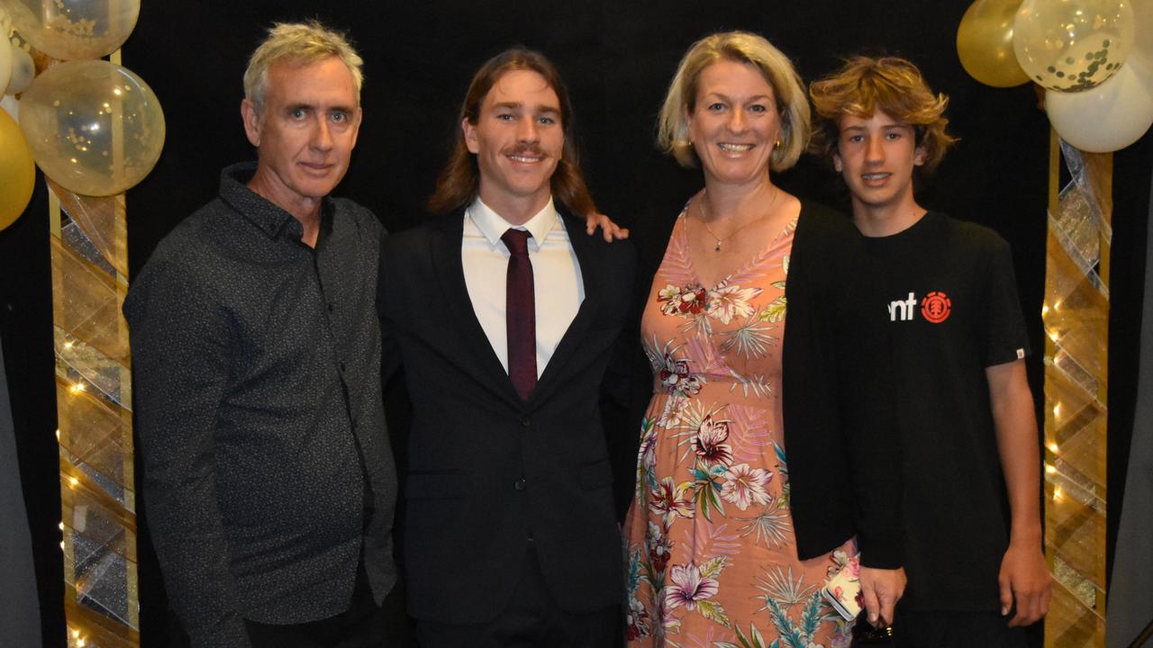 Jasper Coghlan and his family at the 2022 Kawana Waters State College formal. Picture: Sam Turner