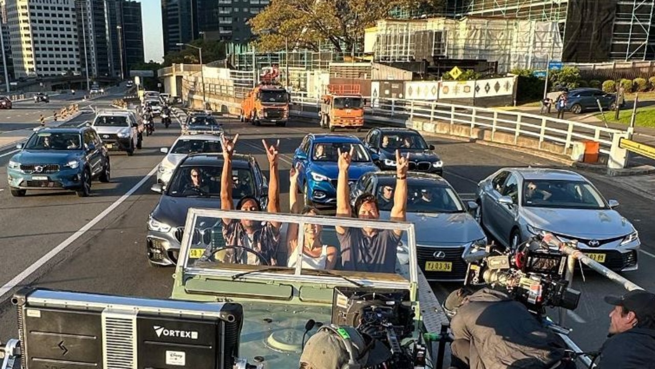 The film shut down part of a Sydney motorway to film this scene. Picture: Instagram