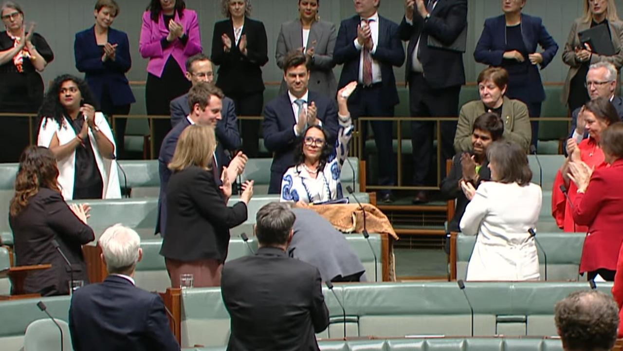 Colleagues applauded Ms Burney, with Prime Minister Anthony Albanese praising her for her courage and kindness. Picture: YouTube