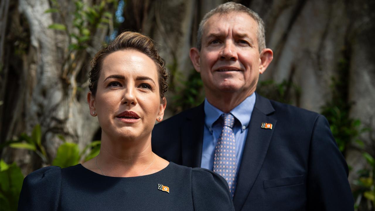 New Northern Territory Chief Minister Lia Finocchiaro with deputy Gerard Maley. Picture: Pema Tamang Pakhrin