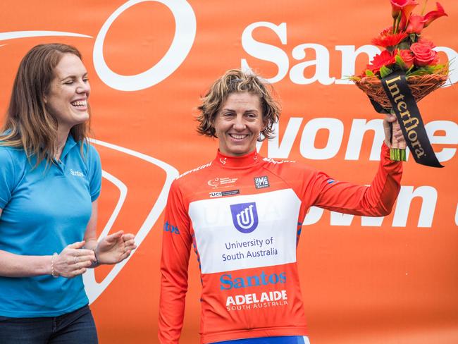 Katrin Garfoot after a win this year Picture: Santos Women's Tour Down Under