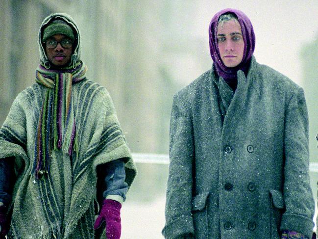 Arjay Smith (left) and Jake Gyllenhaal in <i>The Day After Tomorrow</i>.