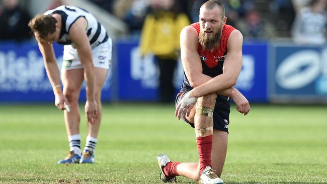 Max Gawn after the final siren at Simonds Stadium.