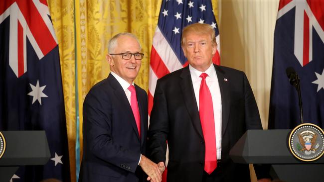 WASHINGTON DC.... US President Donald Trump and Australian Prime Minister Malcolm Turnbull hold a joint press conference in the East room at the White House in Washington DC. .   Pic Nathan Edwards