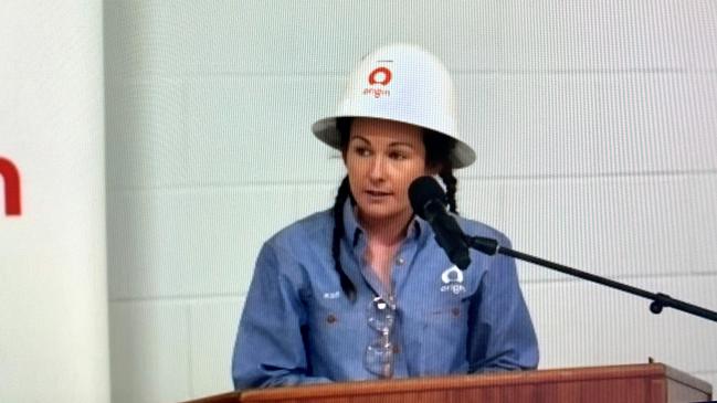 BRIGHT FUTURES: Origin’s Jessica Kent-Lowe, currently undertaking a Fitting and Turning Mechanical apprenticeship speaking at the event. Pic: Supplied.