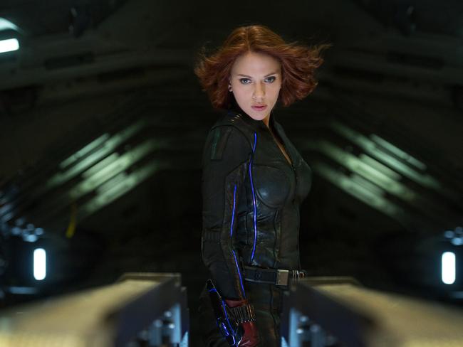 Back in black ... Scarlett Johansson returns as Black Widow.