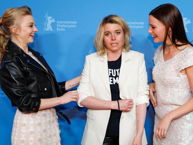 Natalie Dormer, Larysa Kondraki and Lily Sullivan were having a good time on the red carpet. Picture: AFP/Michele Tantussi