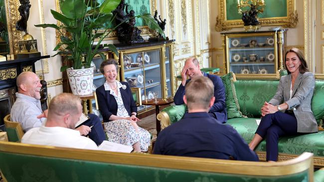 Mike Tindall and James Haskell with the royals for an episode of The Good, The Bad and The Rugby at Windsor Castle. Picture: Chris Jackson/Getty Images for Kensington Palace