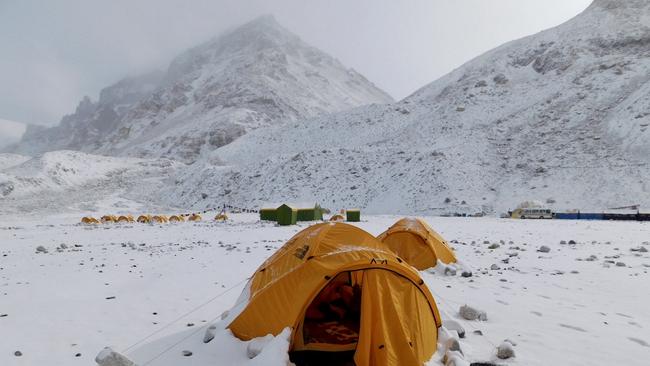 Tents in the snow at Base Camp.