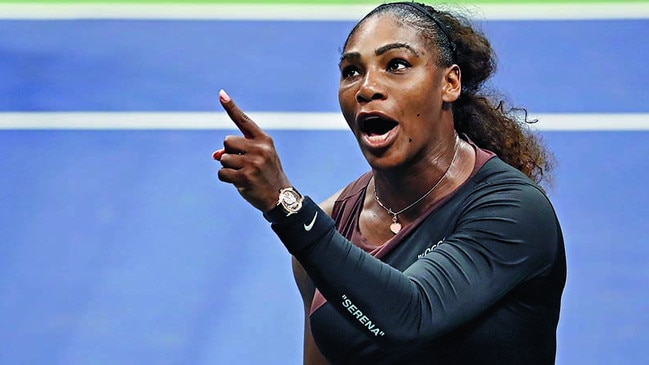 Serena Williams yells at the umpire during the US Open. Picture: Getty Images 