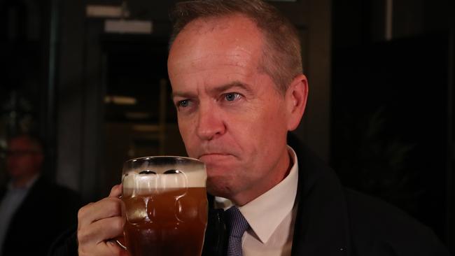 Bill Shorten at Saint John Pub in Launceston yesterday. Picture: Kym Smith