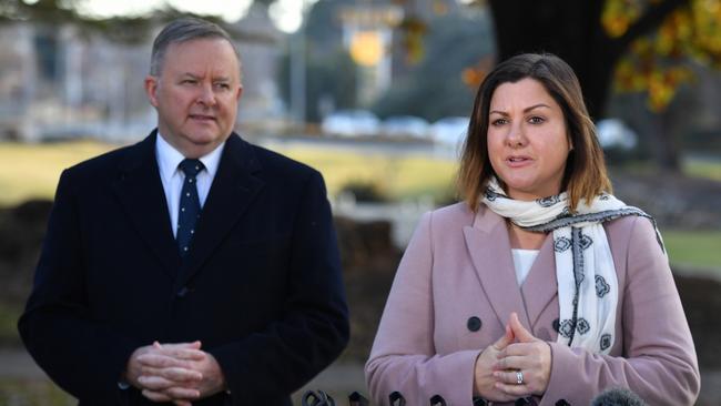 Leader of the Opposition Anthony Albanese and Labor candidate for Eden-Monaro Kristy McBain in Queanbeyan, NSW, this week.