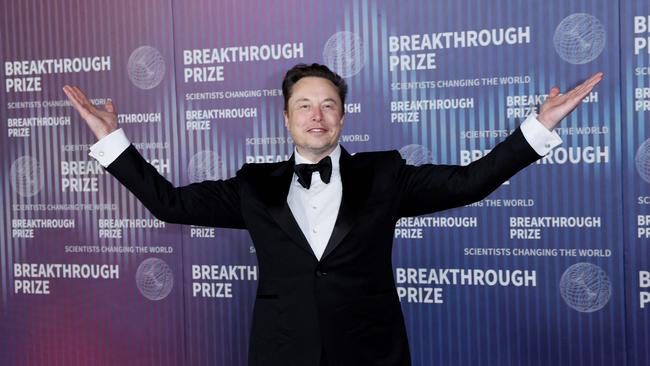 Elon Musk arrives at the Tenth Breakthrough Prize Ceremony at the Academy Museum of Motion Pictures in Los Angeles. Picture: Etienne Laurent/AFP