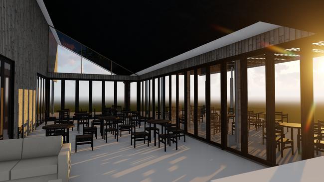 An artist's impression of the cafe planned at Mistere Kangaroo Island's luxury eco-tourism development.