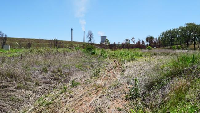 Water rushed down this gully, from CS Energy's Callide Power Station, into Callide Creek. Photo Cameron McCrohon / Central Telegraph