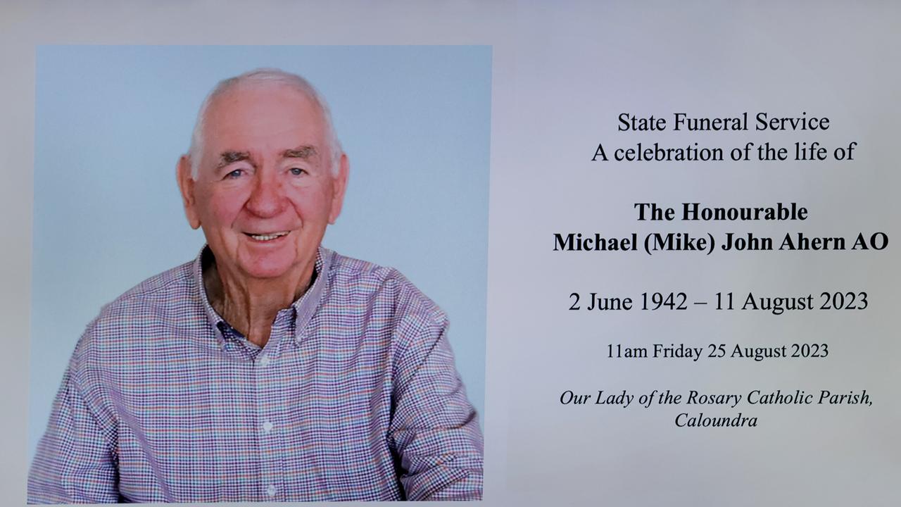 At the State Funeral Service for Mike Ahern AO in Caloundra. Picture: Steve Pohlner