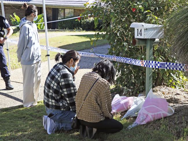 Family and friends visited the murder scene as police continue their investigation. Picture: NCA NewsWire/Tertius Pickard