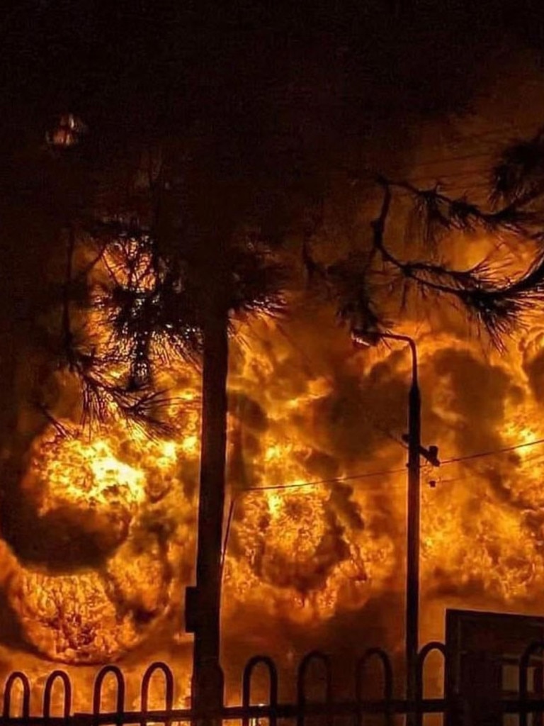 At the peak of the fire flames reached up to 20m. Picture: Twitter.