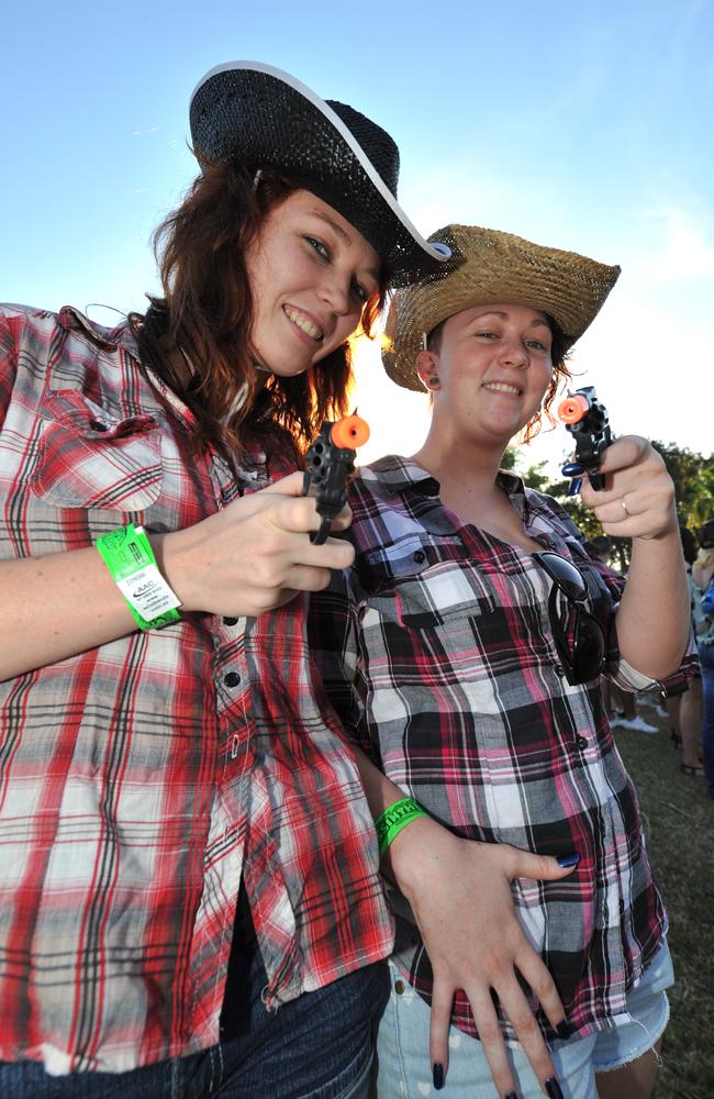 Sarah Dilley, 19, and Clancy Williams, 19. Bassinthegrass 2011 at the Darwin Amphitheatre.