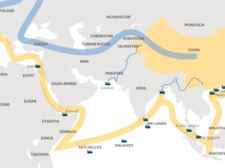 This map details China's One Belt One Road initiative.