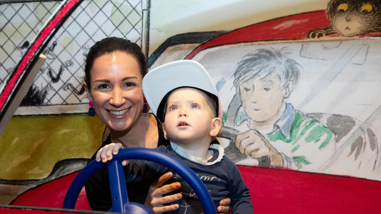 The opening of Scarface Claw exhibition. Naomi and Mabel Spooner, of Wavell Heights. Picture: Dominika Lis