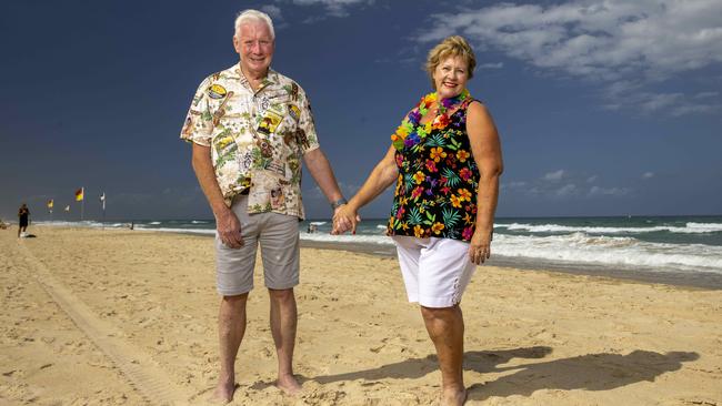 Cruise ship devotees Ed and Patrea Stuttard at Surfers Paradise. Picture: Glenn Hunt